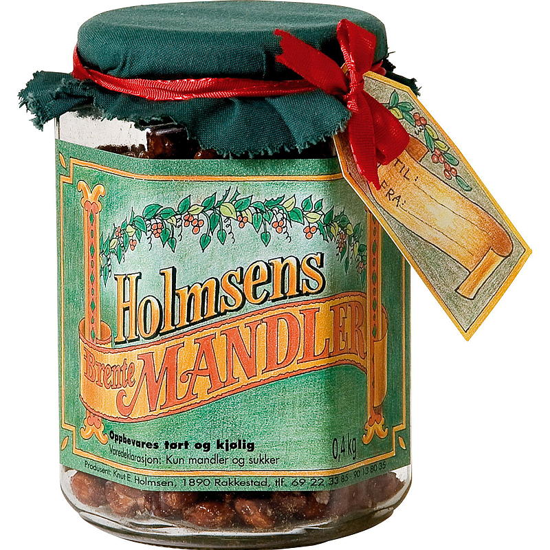 Brente mandler 400 g i glass