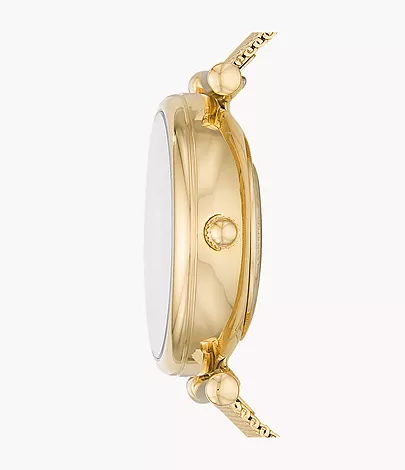 Fossil Uhr Carlie Automatikwerk Milanaise Edelstahl goldfarben