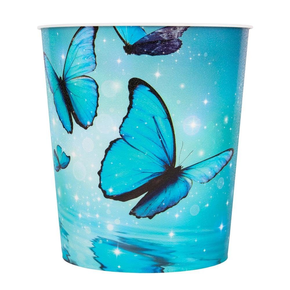 Idena Papierkorb Schmetterling Motiv, 9 Liter, Kunststoff, Mülleimer für Kinderzimmer, Blau