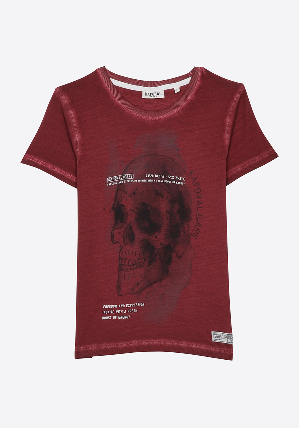 ROBY   T-shirt rouge imprimé tête de mort garçon en 100% coton