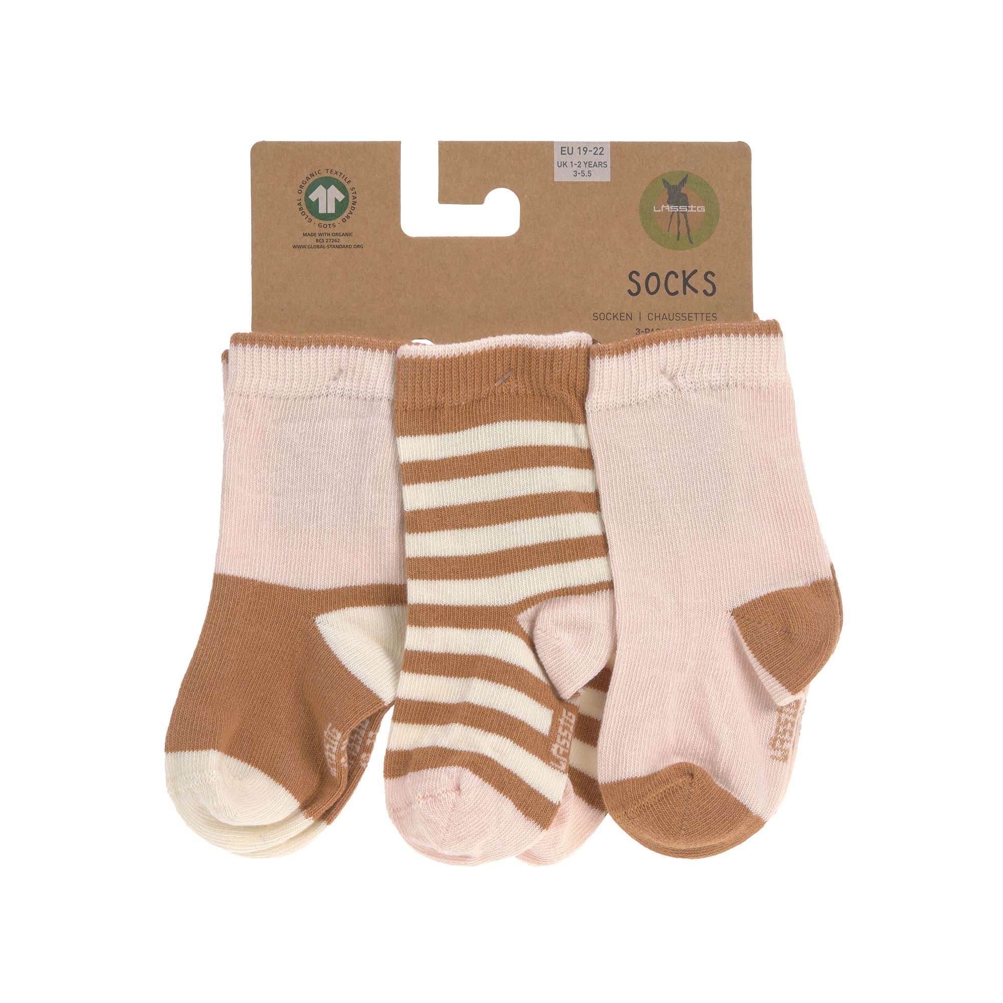 Kinder Socken 3er-Set, Rosa Karamell