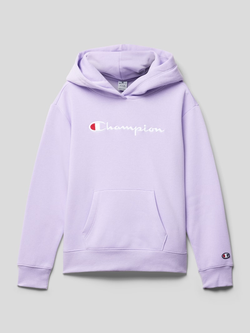 Hoodie mit Label-Stitching in flieder
