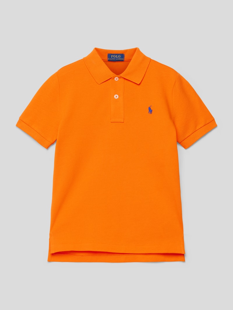 Poloshirt mit Label-Stitching in orange