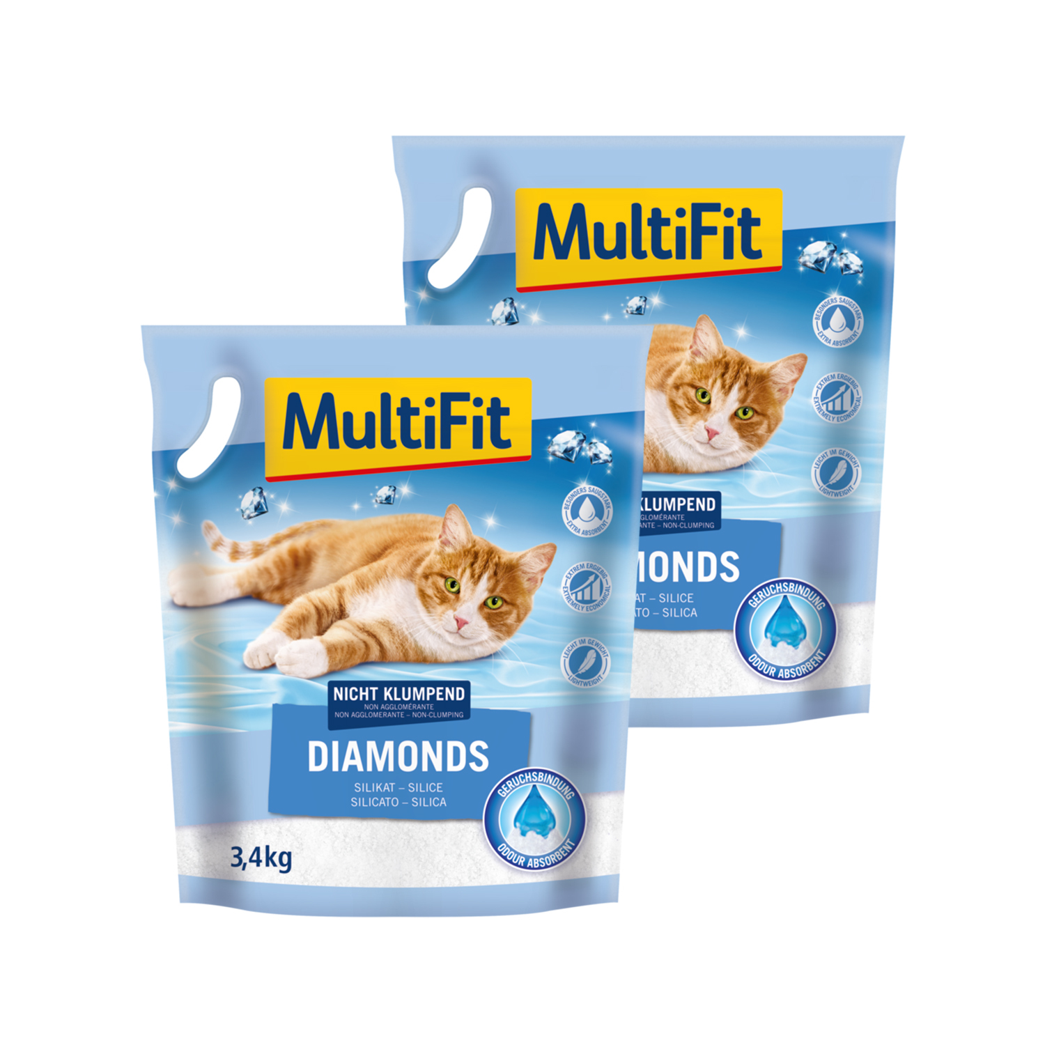 MultiFit Katzenstreu MultiFit diamonds 2x8 l