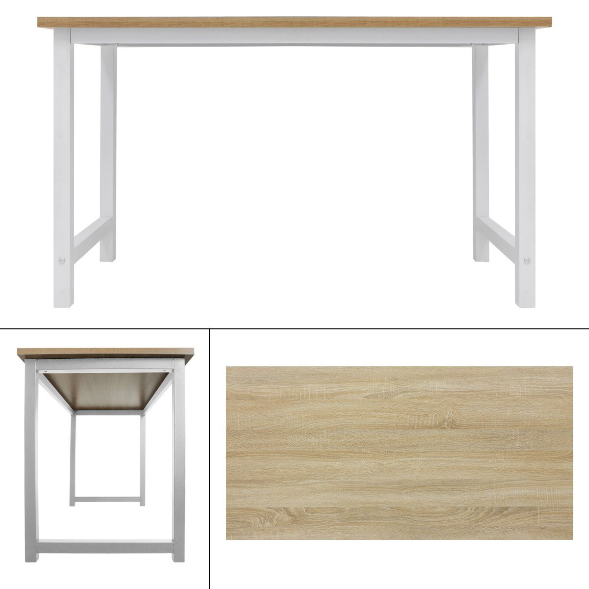 ML-DESIGN Schreibtisch 120x60x75 cm weiß aus MDF mit Metallgestell