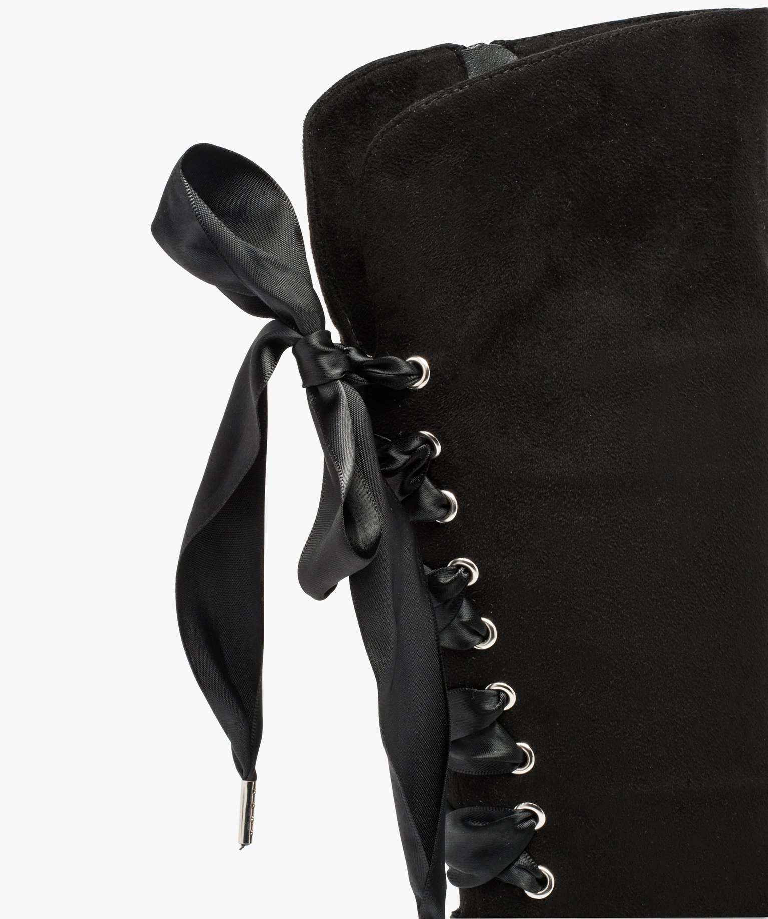 Bottes fille avec lacets rubans à l'arrière noir | GEMO