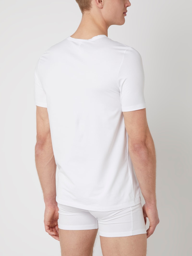 T-Shirt mit Label-Detail im 2er-Pack Modell 'Cotton Essentials' in weiß