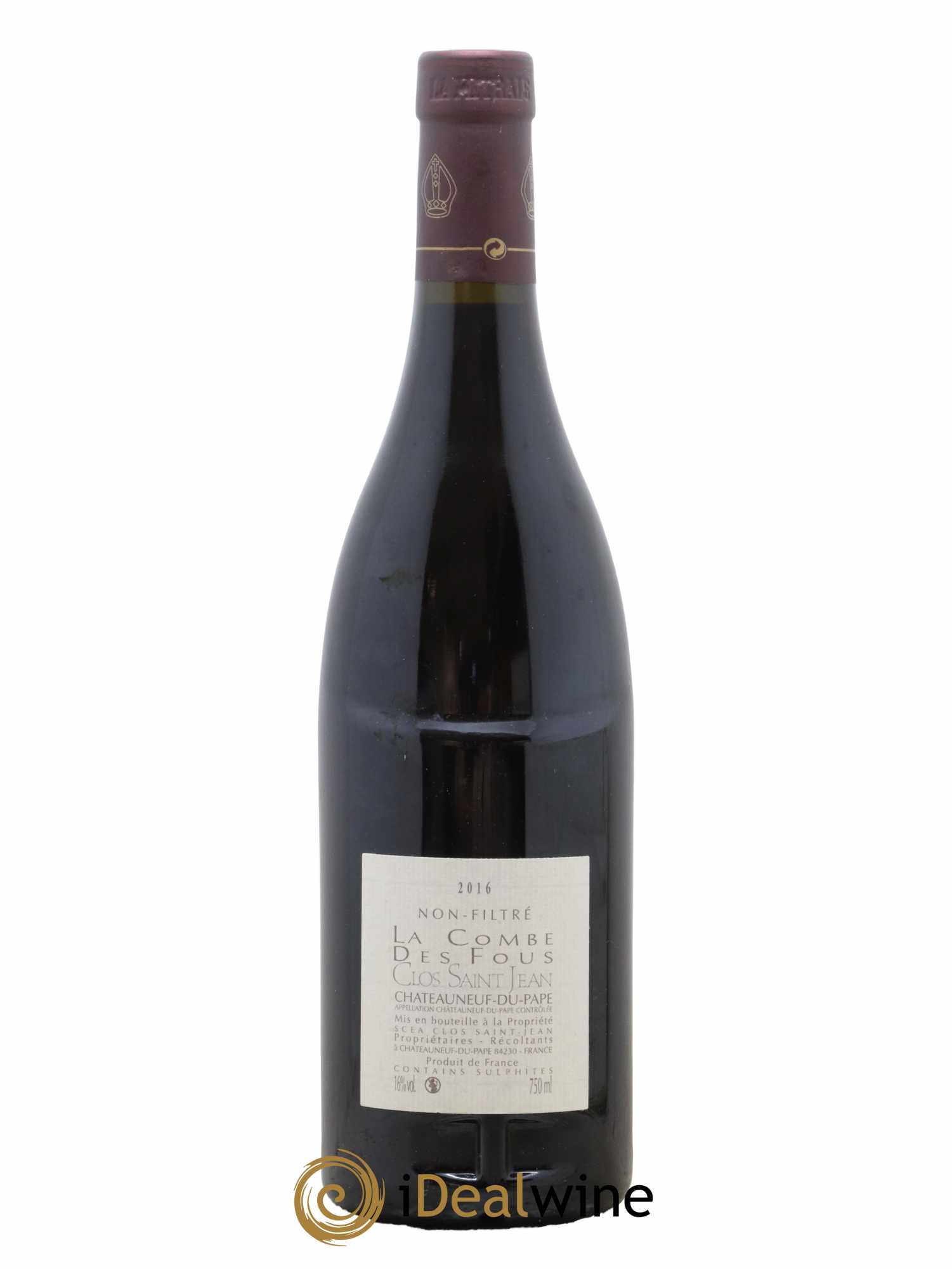 Châteauneuf-du-Pape Clos Saint-Jean La Combe des Fous Pascal et Vincent Maurel  2016 - Lot de 1 Bouteille