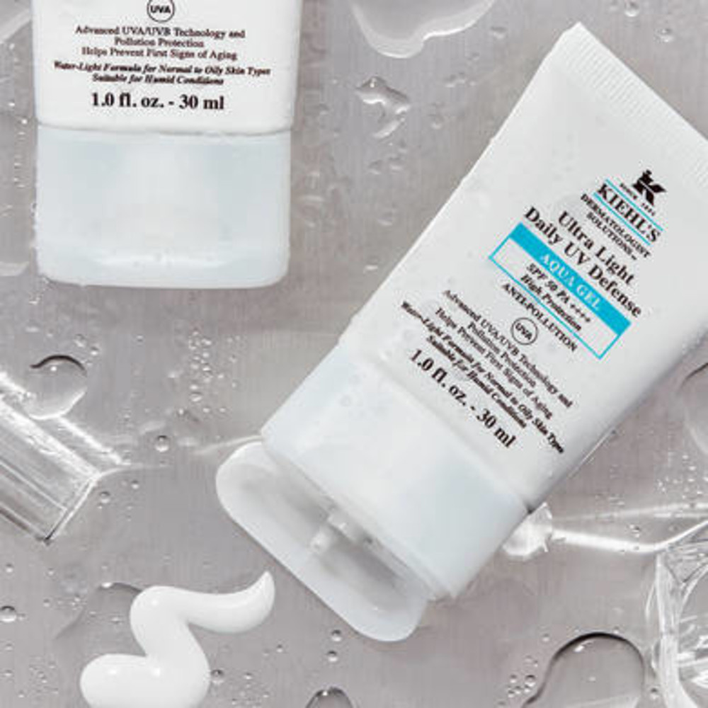 kiehl's Ultra Light Daily UV Defense Aqua Gel SPF 50 PA++++ Fluide solaire visage SPF 50 et anti-pollution pour peaux normales à grasses