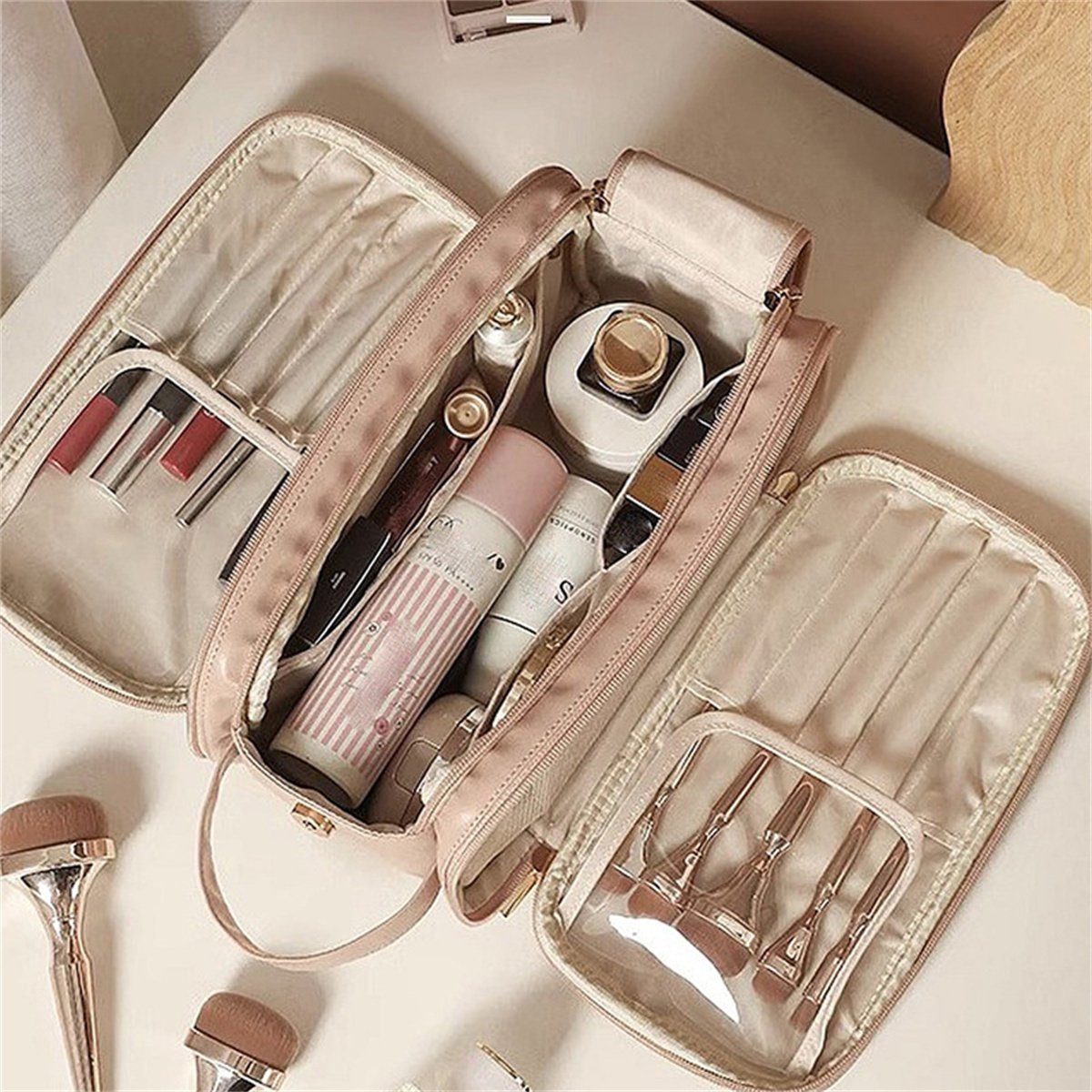 carefully selected Kosmetiktasche Multifunktionale tragbare Reise-Make-up-Pinsel-Aufbewahrungstasche