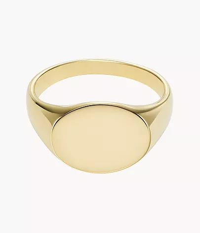 Fossil Siegelring Drew Edelstahl goldfarben