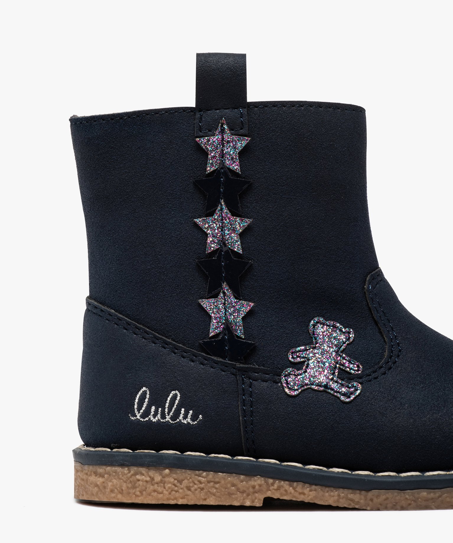 Boots bébé fille zippés à détails pailletés – Lulu C... marine | GEMO