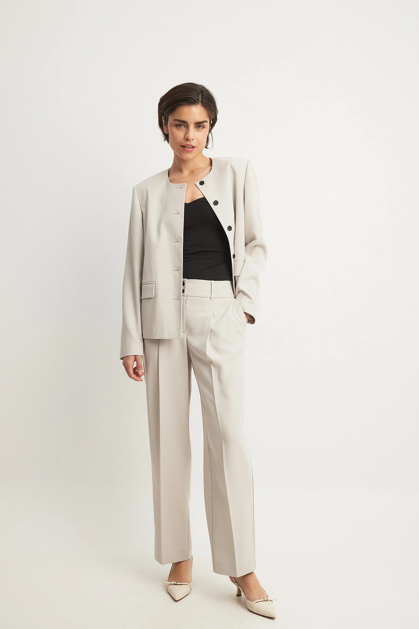 Oversize-Blazer mit Rundhalsausschnitt