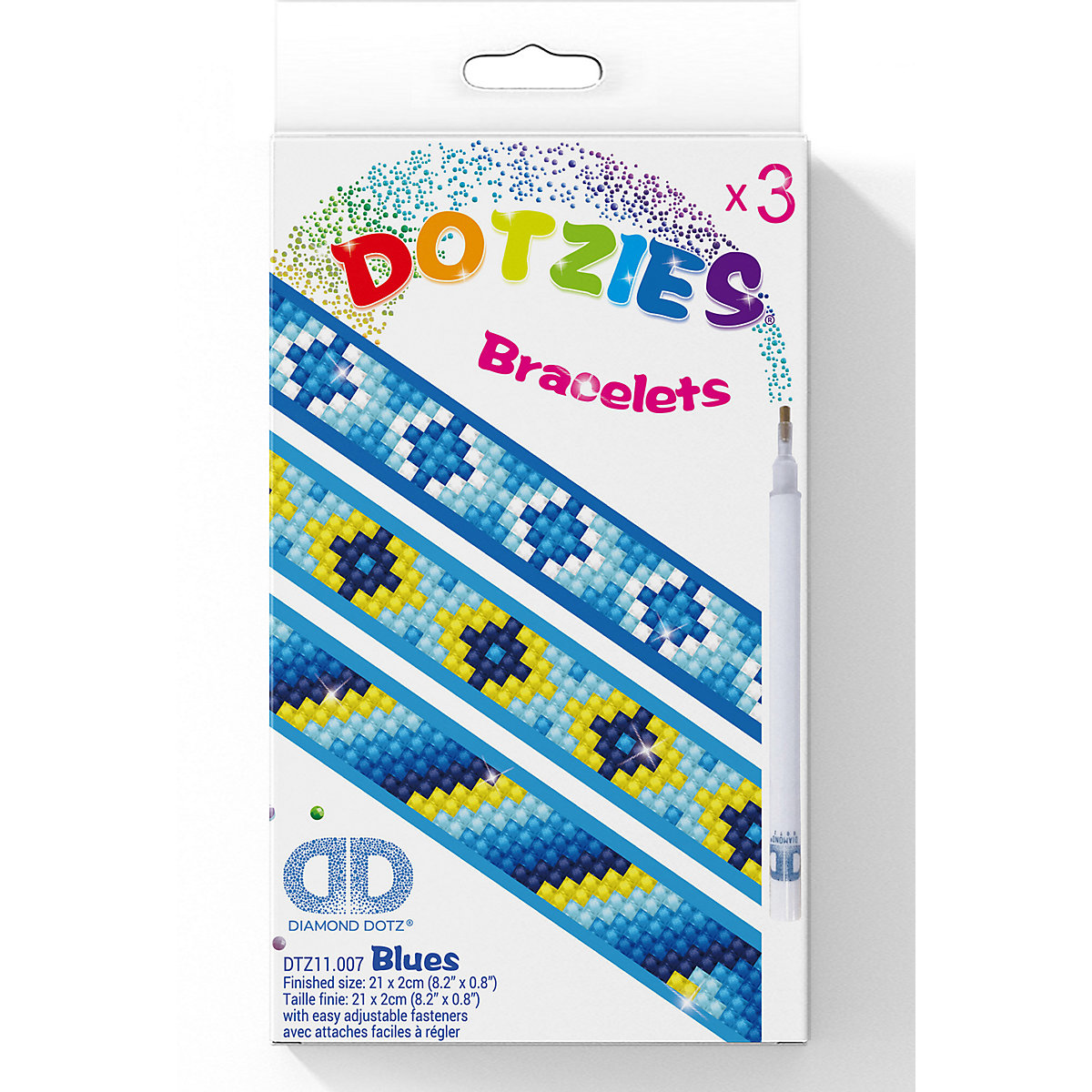 DOTZIES® Original Diamond Painting Armbänder Set „Blau“ 3 Stück 21 x 2 cm ab 8 Jahren (DTZ11.007)