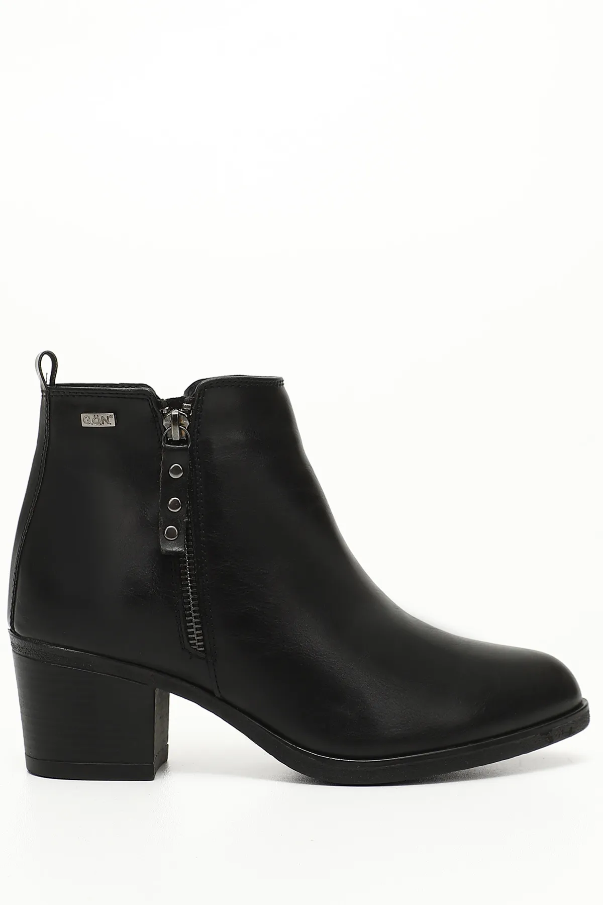 GÖNDERİ(R)  Schwarze Damen-Tagesstiefel mit spitzer Zehenpartie und Gummisohle und Quastenabsatz 20431