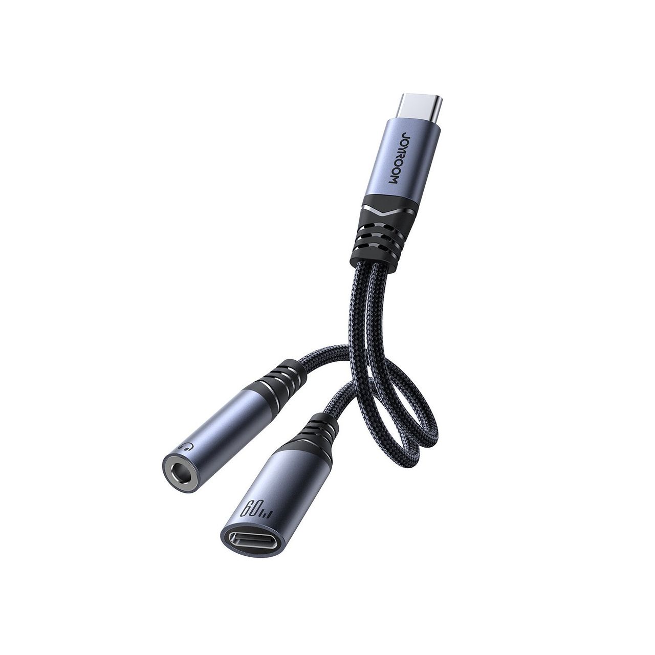 Joyroom 2in1 DAC-Adapter USB-C auf USB-C / 3,5-mm-Miniklinke – Schwarz