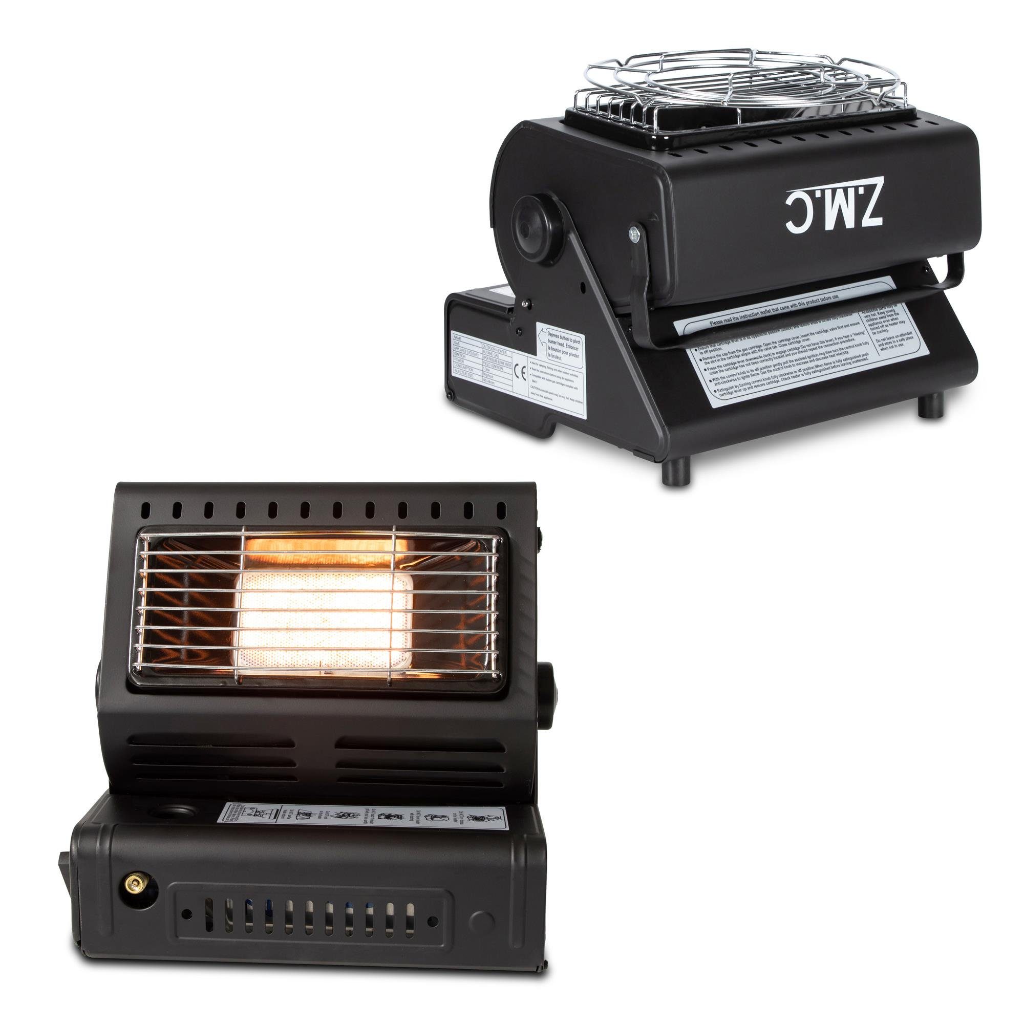 Z.M.C.GMBH Heizgerät 2in1 Tragbare Gasheizung + Camping Gas Kocher Heizung Heizstrahler, Gasheizung Keramik 1,3KW 1300 W Zeltheizung Campingheizer Gasstrahler
