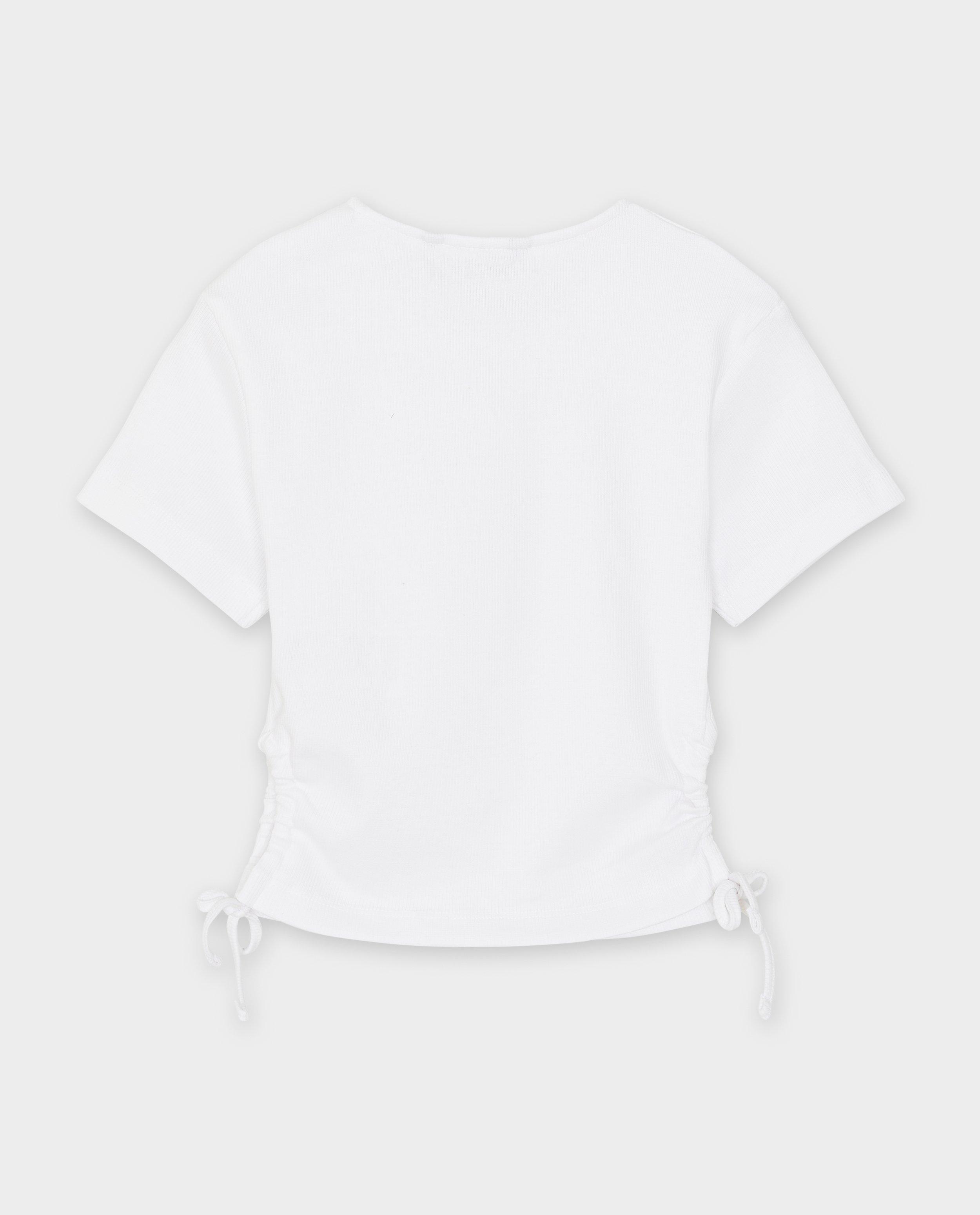 Tricou Tiffosi cu nervuri fine, croială scurtă, alb