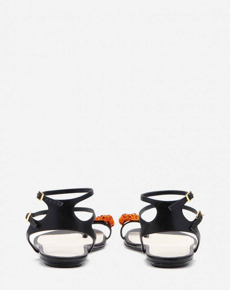 SANDALES PLATES SWING EN CUIR AVEC BIJOU MELODIE