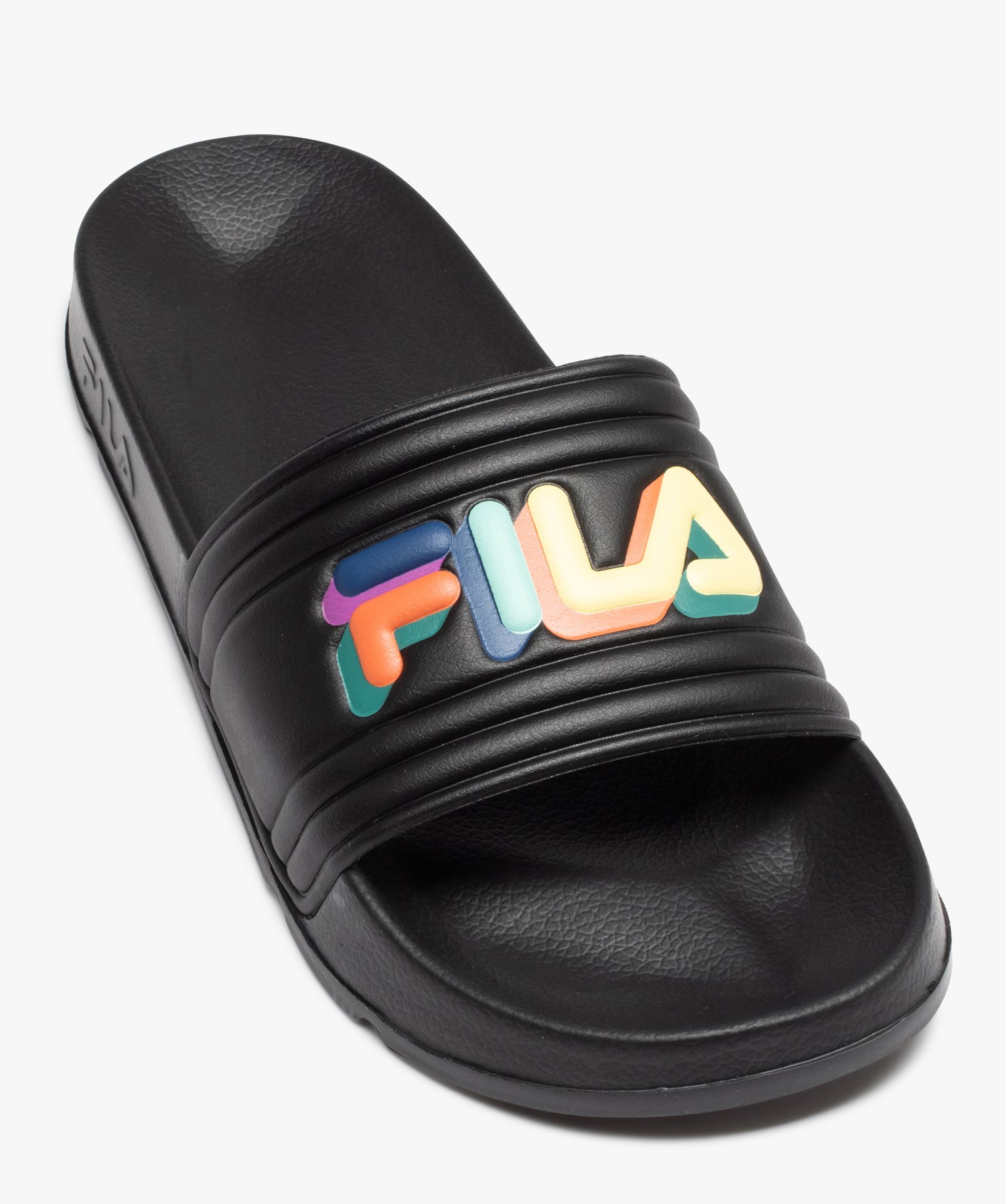 Mules de piscine homme à bandeau coloré en relief - Fila noir | GEMO