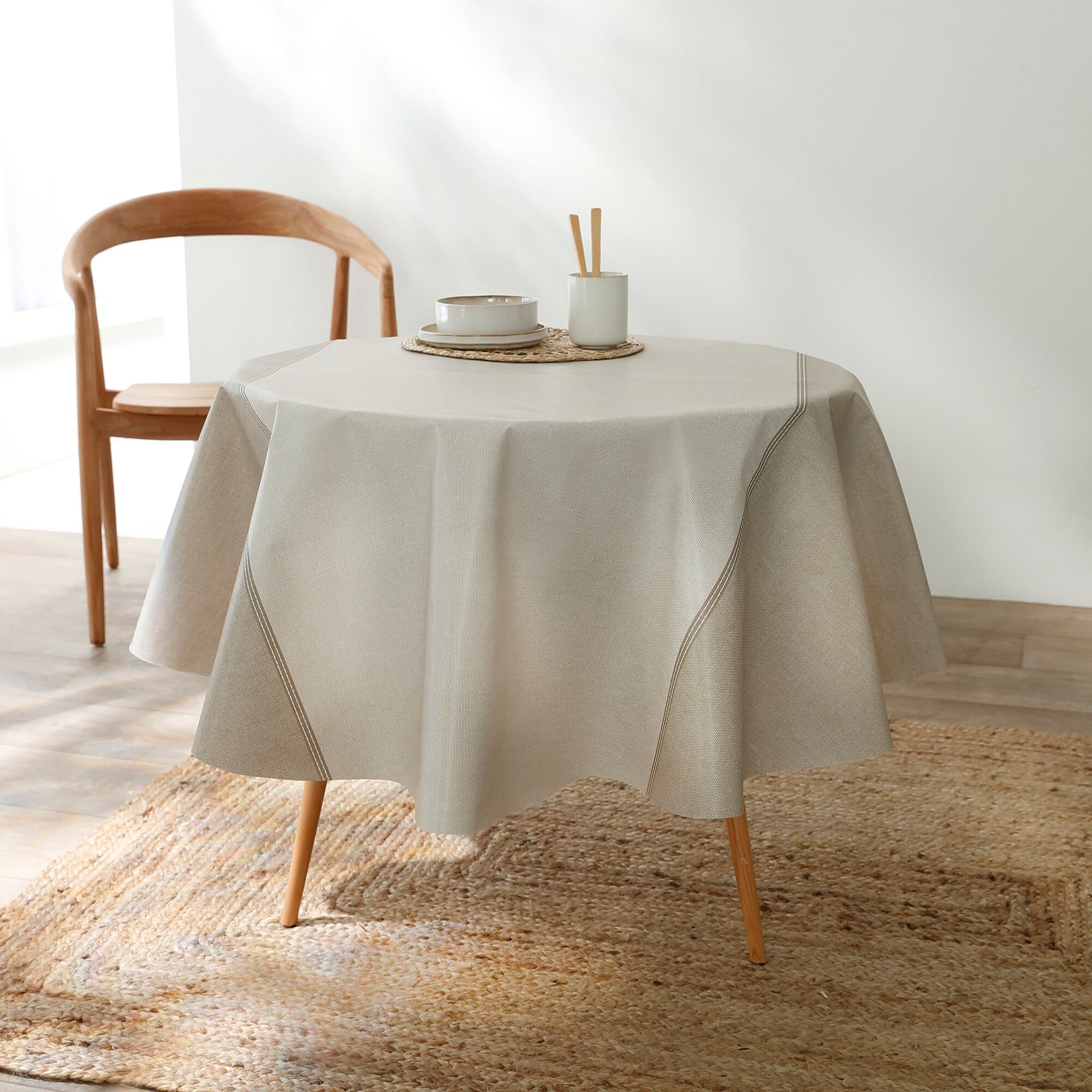 Nappe toile cirée imprimée faux-uni