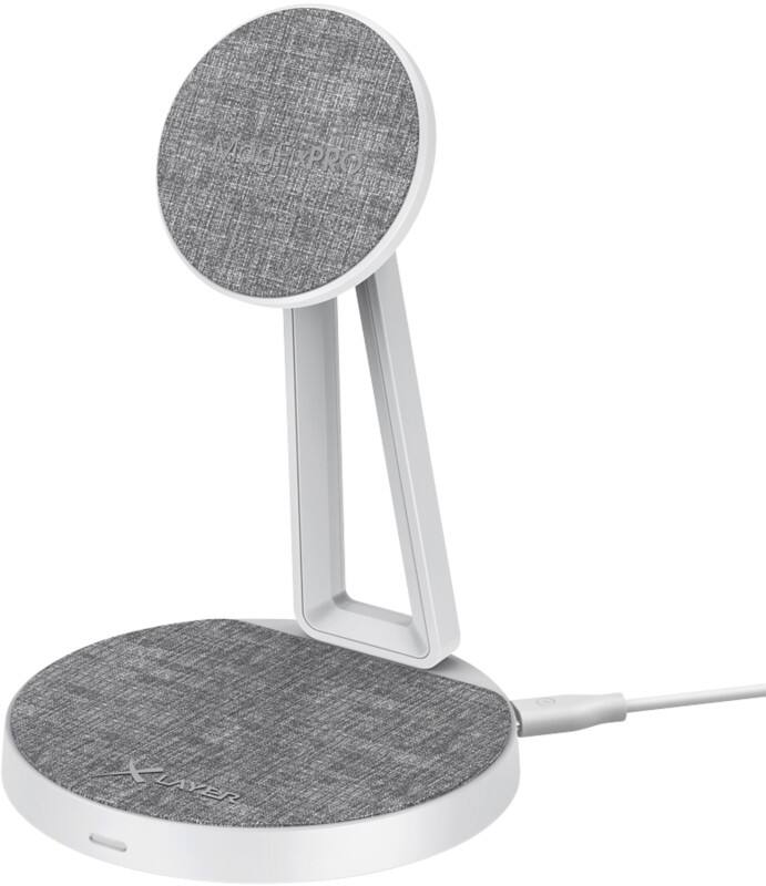XLayer MagFix Pro Ladestation 15 W 1 x MagSafe-Ladefläche, 1 x AirPods induktive Ladefläche Grau, Weiß