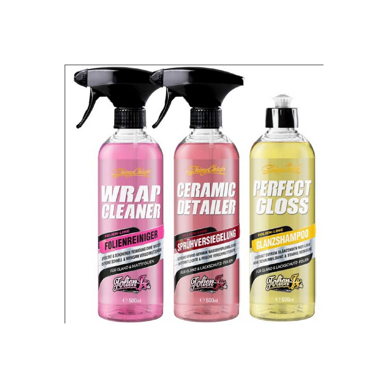 ShinyChiefs PERFECT WASH - GLANZSHAMPOO   CERAMIC DETAILER   WRAP CLEANER KIT (3x500ml)
