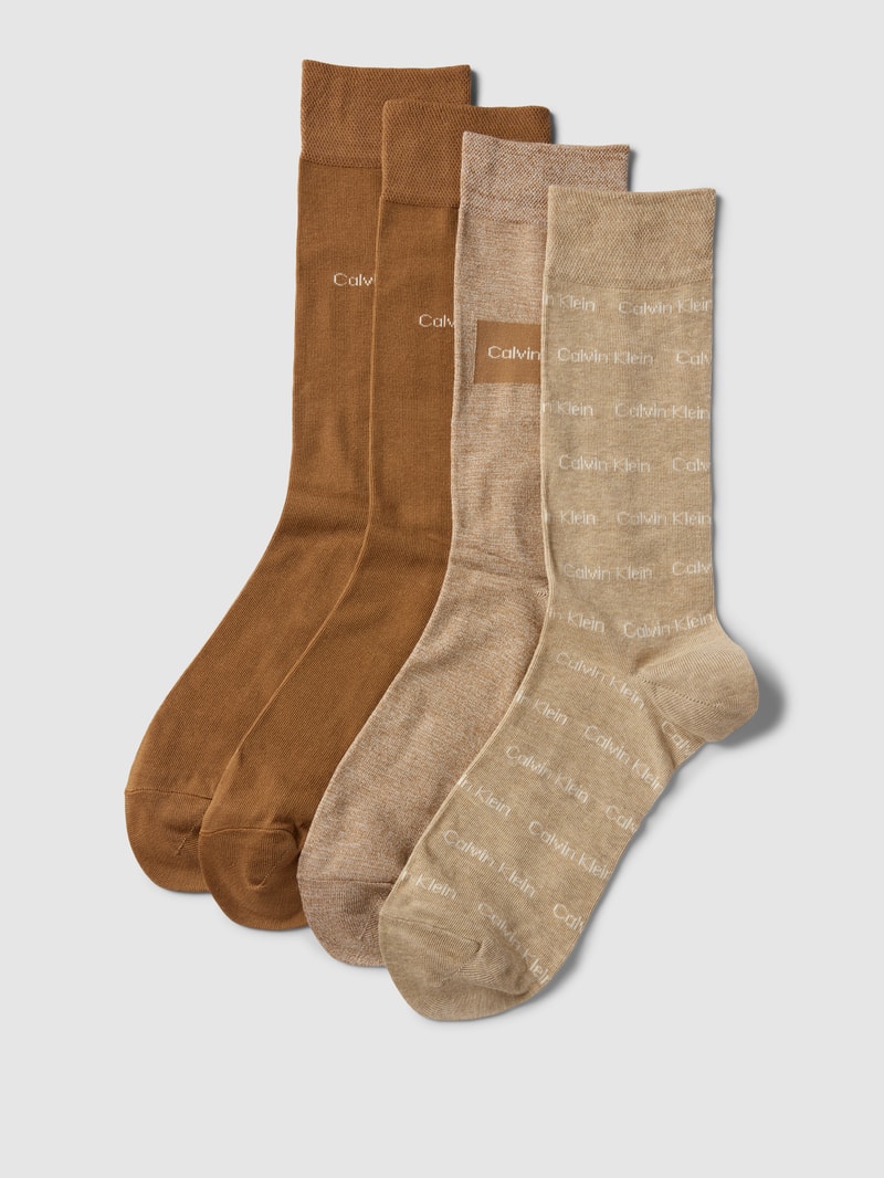 Socken mit Label-Stitching im 4er-Pack in beige