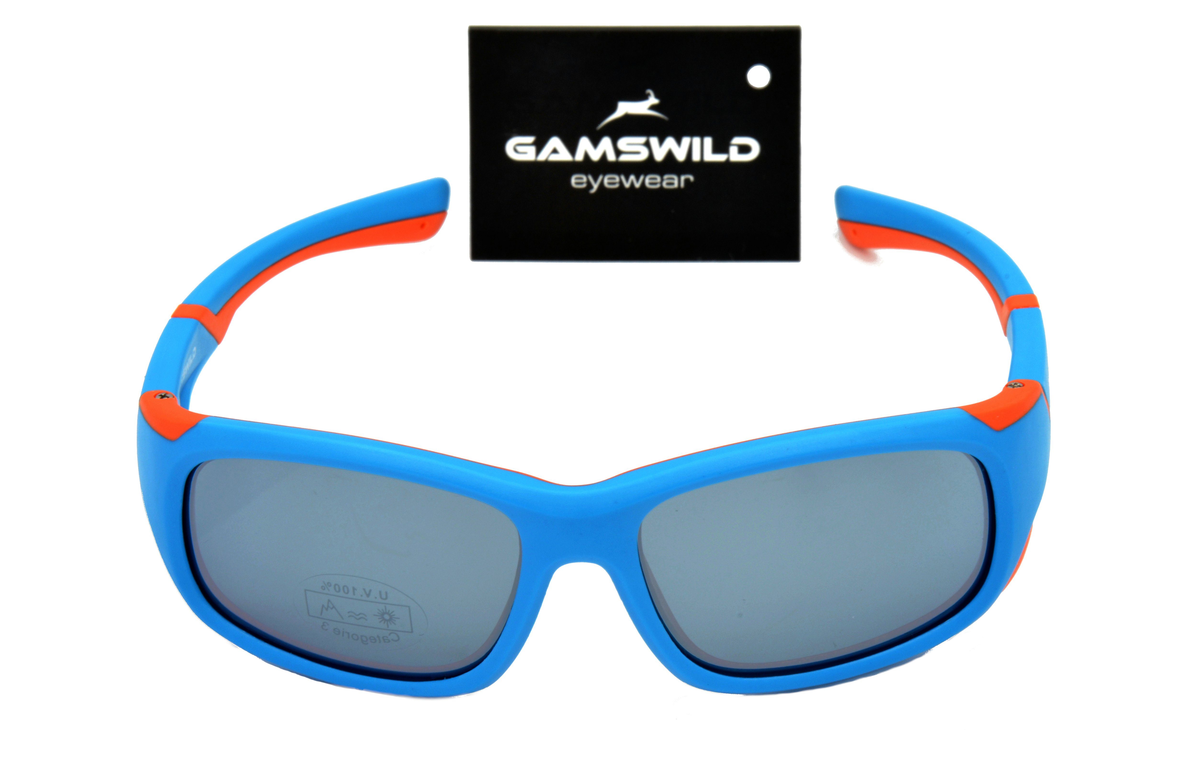 Gamswild Sonnenbrille WJ5119 GAMSKIDS Kinderbrille 6-12 Jahre Jugendbrille Mädchen Jungen Unisex, blau - orange, grün - grau, dunkelrot -orange super flexible Bügel