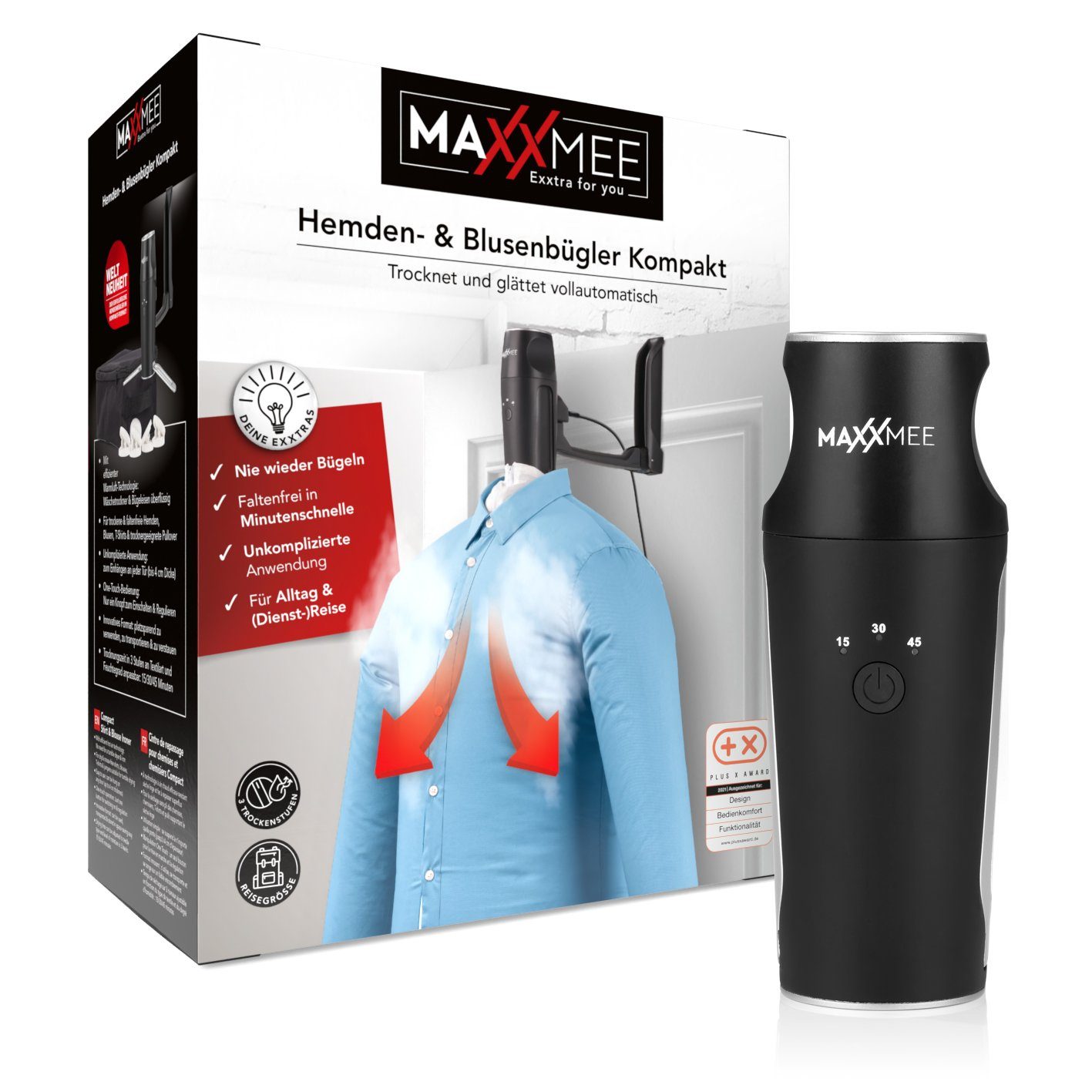 MAXXMEE Bügelsystem inkl. Tasche, Hemden- & Blusenbügler Kompakt schwarz