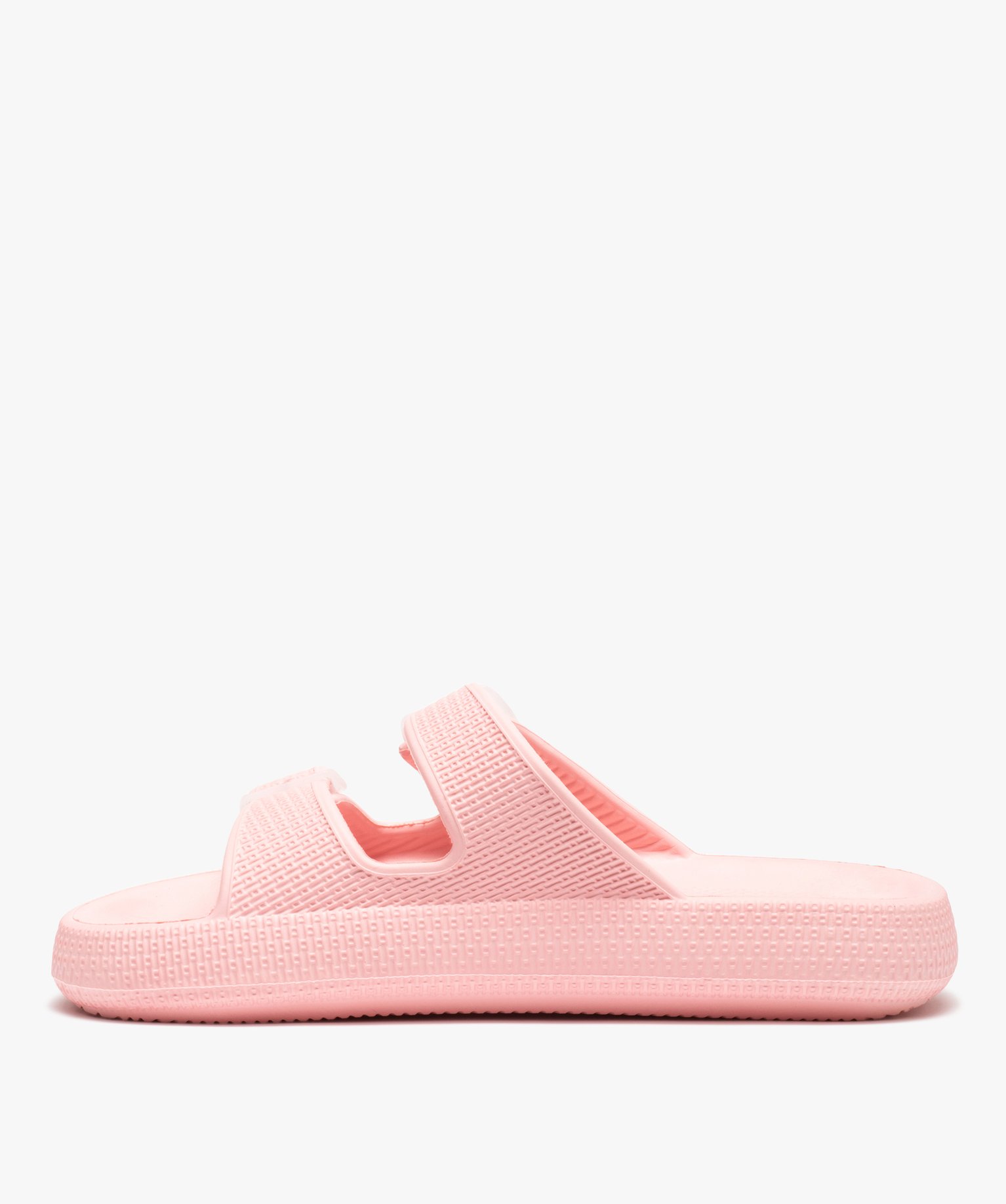Mules de piscine femme unies à brides bouclées rose | GEMO