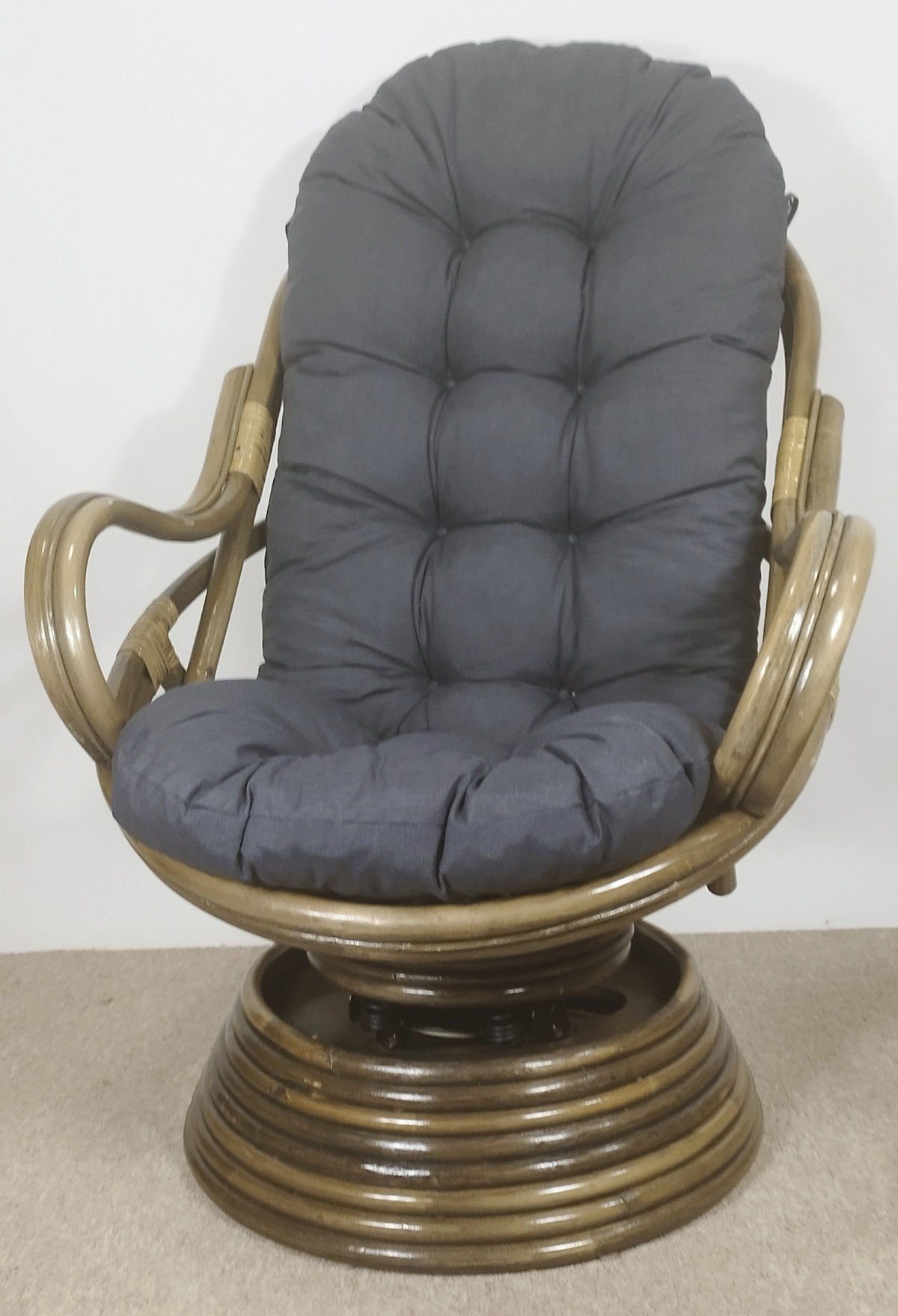 Rattani Rattanstuhl Rattan Drehsessel, Drehwippsessel Linda Fb. darkbrown