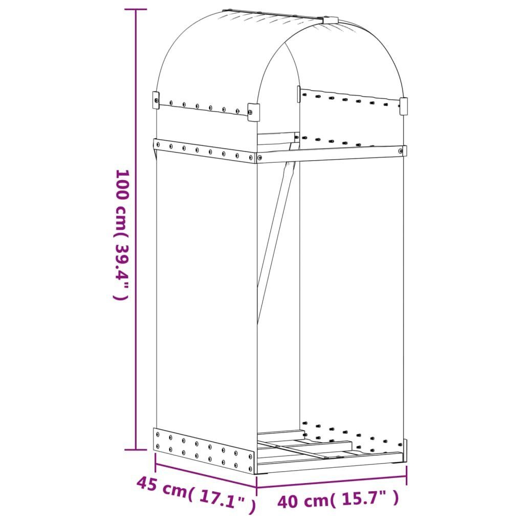 vidaXL Kaminholzregal Kaminholzunterstand Silbern 40x45x100 cm Verzinkter Stahl, BxTxH:40x45x100 cm