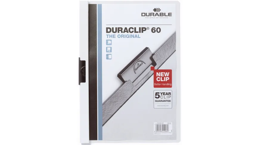 DURABLE Klemm-Mappe DURACLIP® A4 60 Blatt weiss