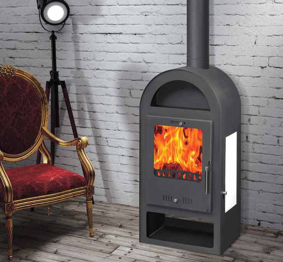 Moeby24 Kamin Ofen Kaminofen Anthrazit 7,78KW Rauchrohr A  EEK A