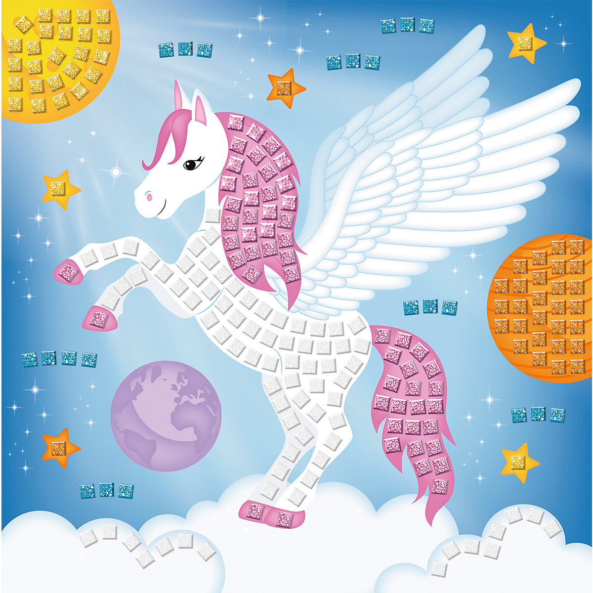 Moosgummi Mosaik Glitter Pegasus