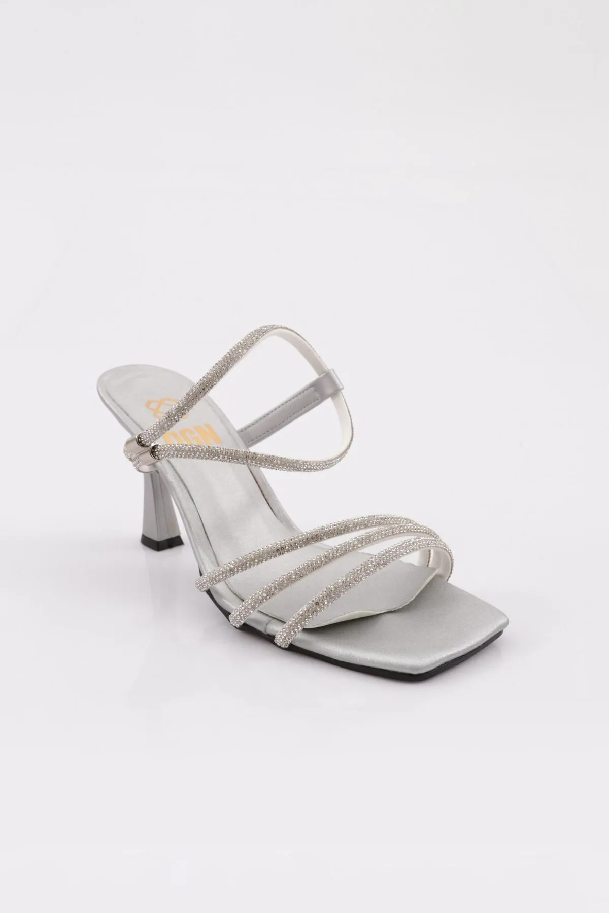 DGN  Svn-02 Abendkleid für Damen - Silver Virgin mit gerader Spitze und Steinseildetail