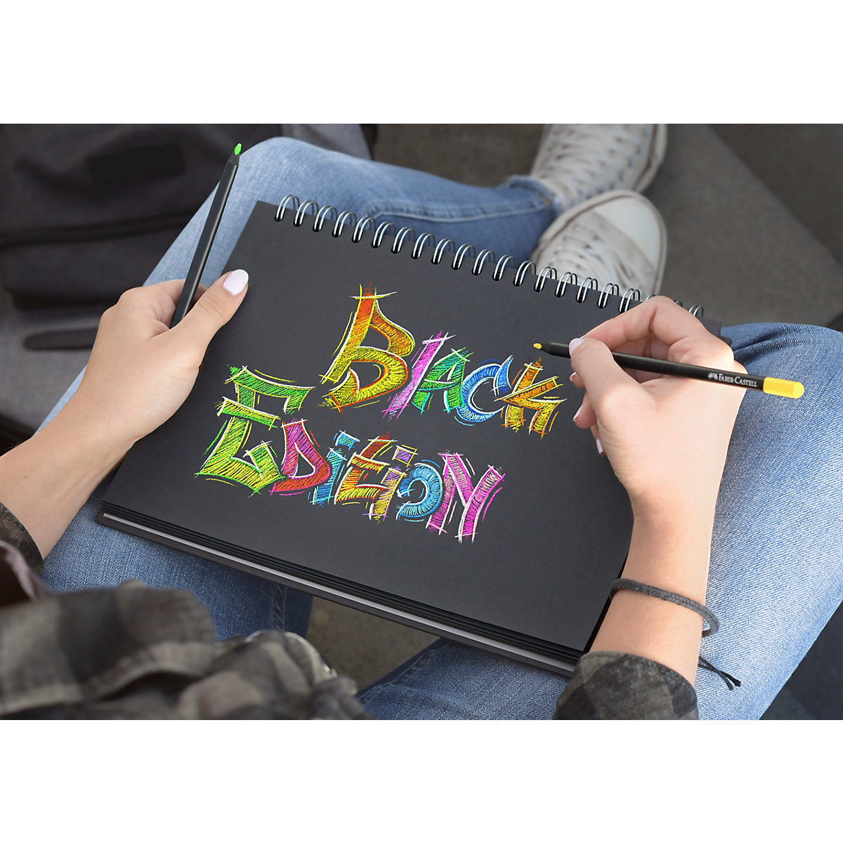 Black Edition Dreikant-Buntstifte, 12 Farben
