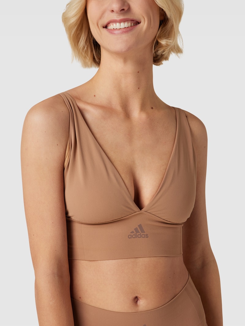Bustier mit Logo-Print in hellbraun