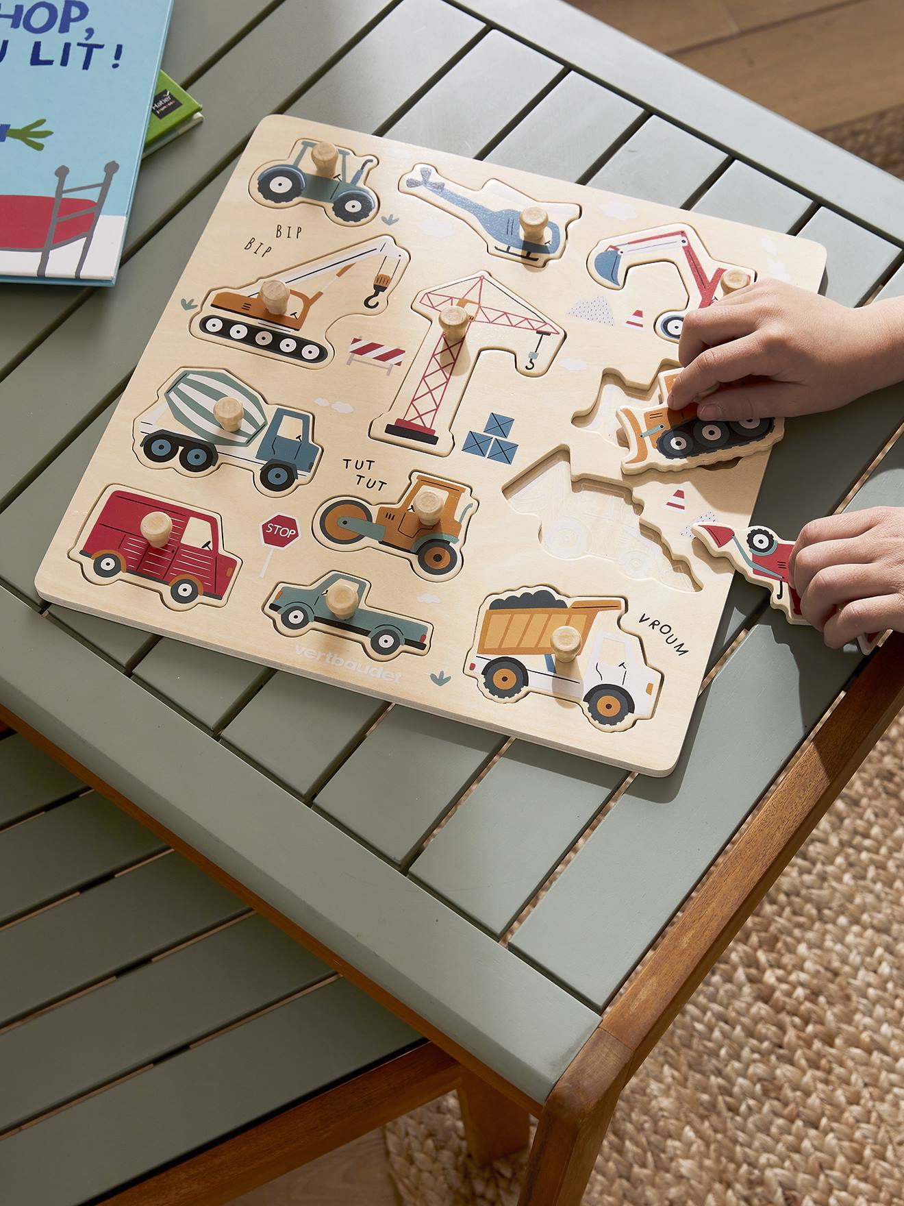Puzzle boutons Chantier en bois FSC® jaune