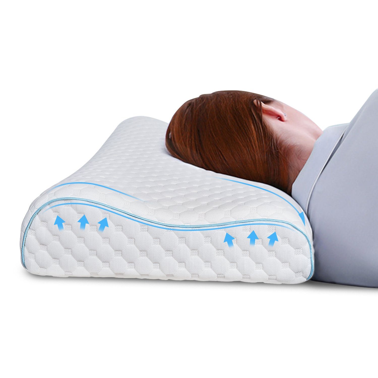 Nackenstützkissen Kopfkissen Memory Foam Ergonomisches Orthopädisches Nackenkissen, vokarala, Rückenschläfer Seitenschläfer gegen Nackenschmerzen Antischnarch