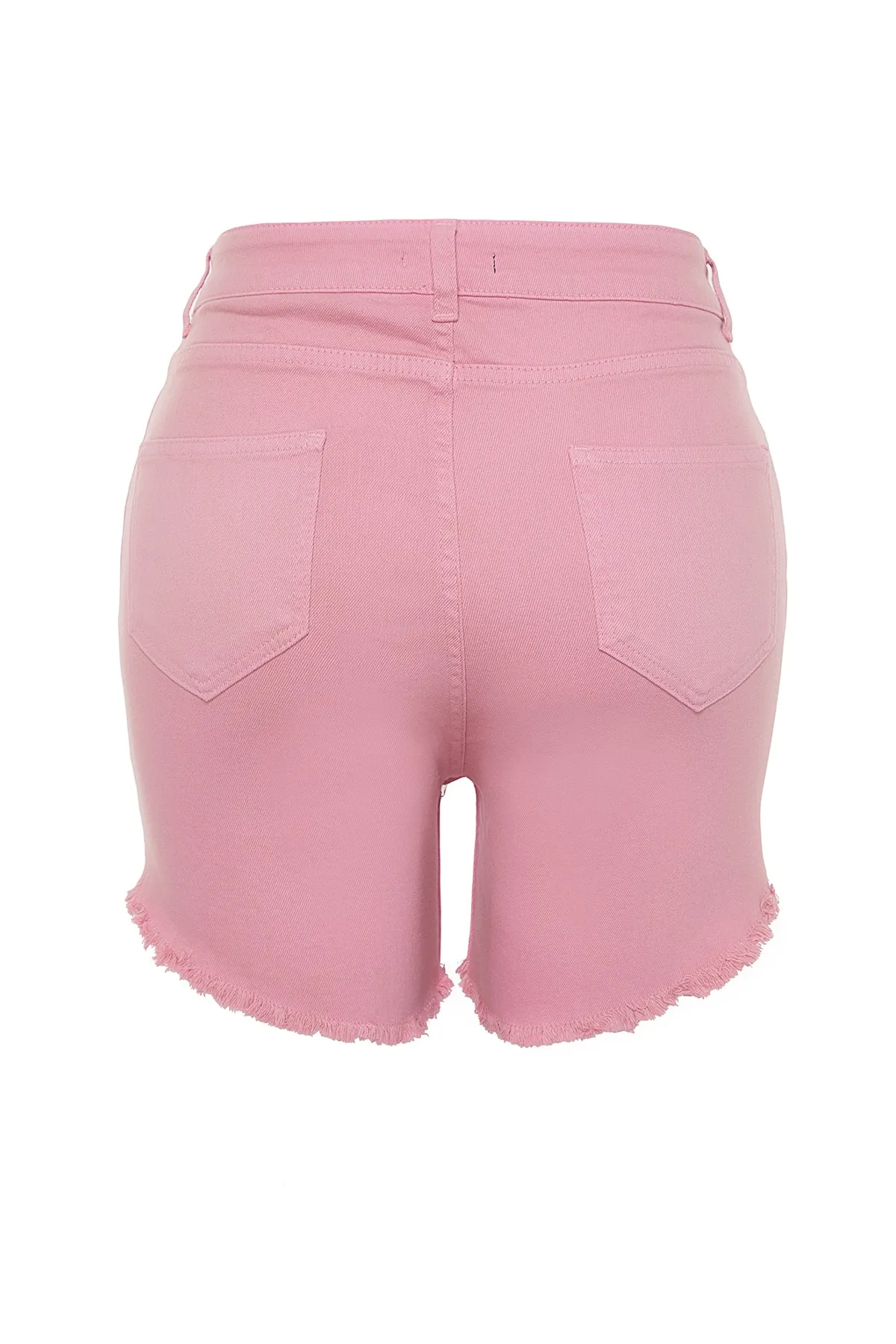 Trendyol Curve  Flexible Skinny-Jeansshorts und Bermudas mit Quasten in Rosa TBBSS23CJ00016