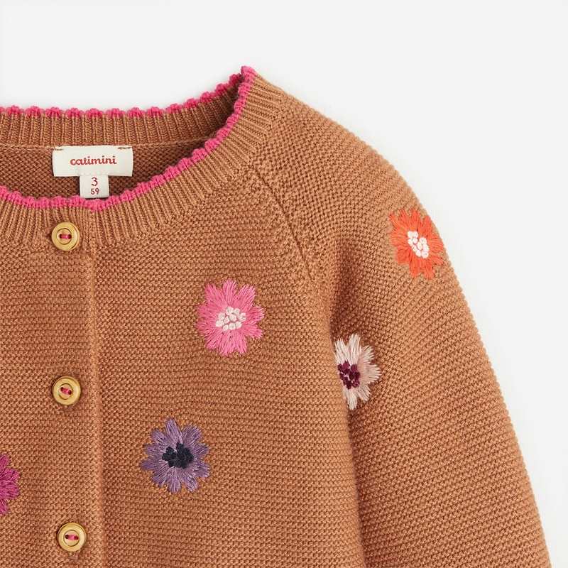 Gilet bébé fille marron en tricot Catimini