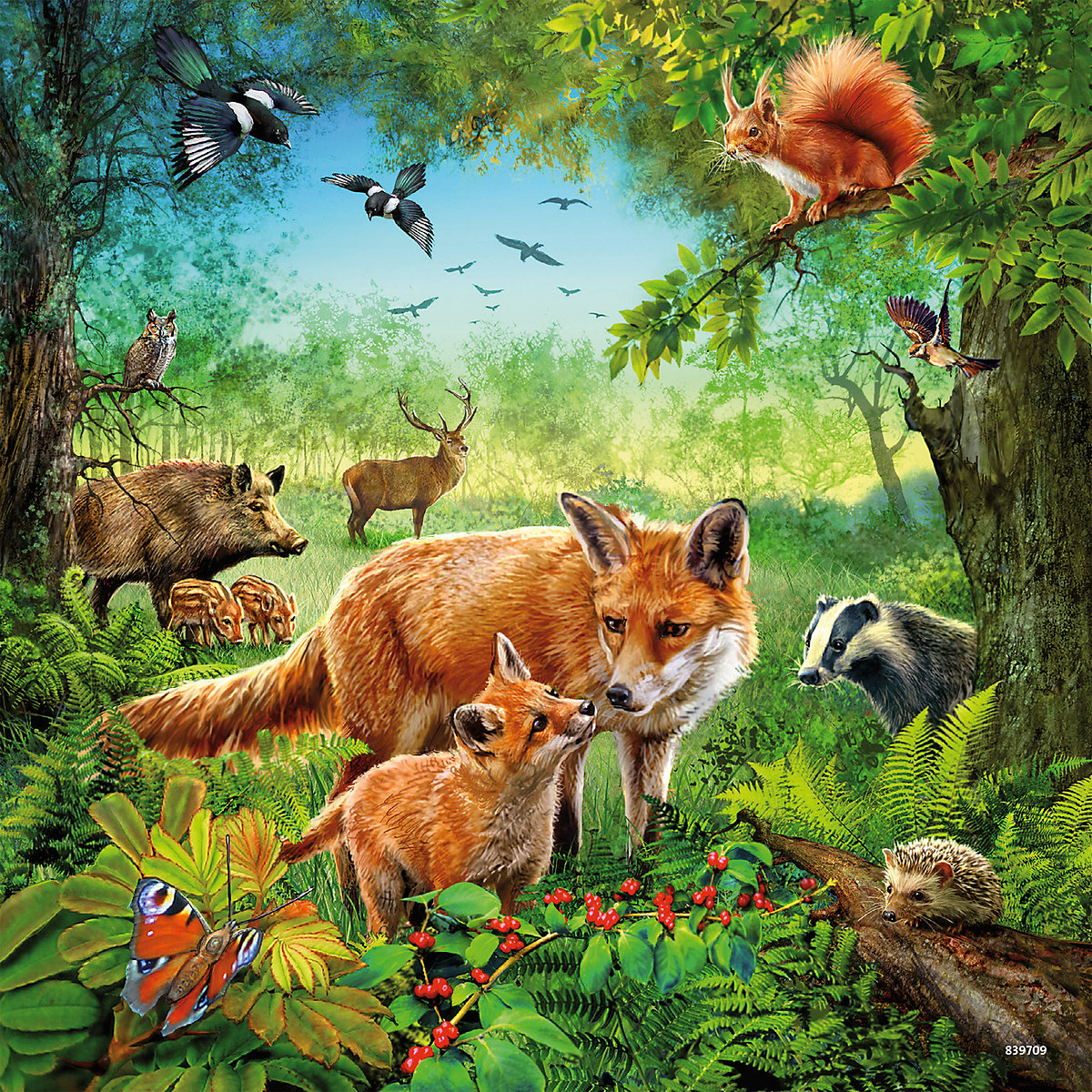 3er Set Puzzle, je 49 Teile, 21x21 cm, Tiere der Erde