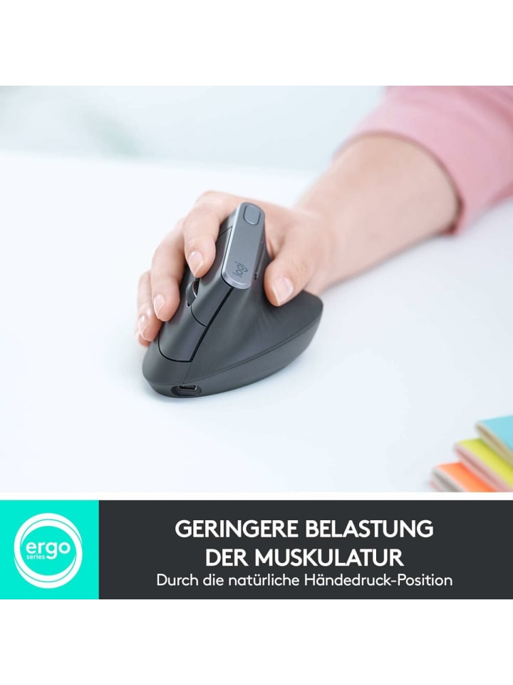 Logitech MX Vertical Maus für ergonomische Handhaltung und präzise in Schwarz günstig kaufen onesize