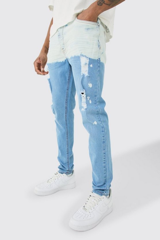 Tall hellblaue Stretch Skinny Jeans mit Farbeffekt