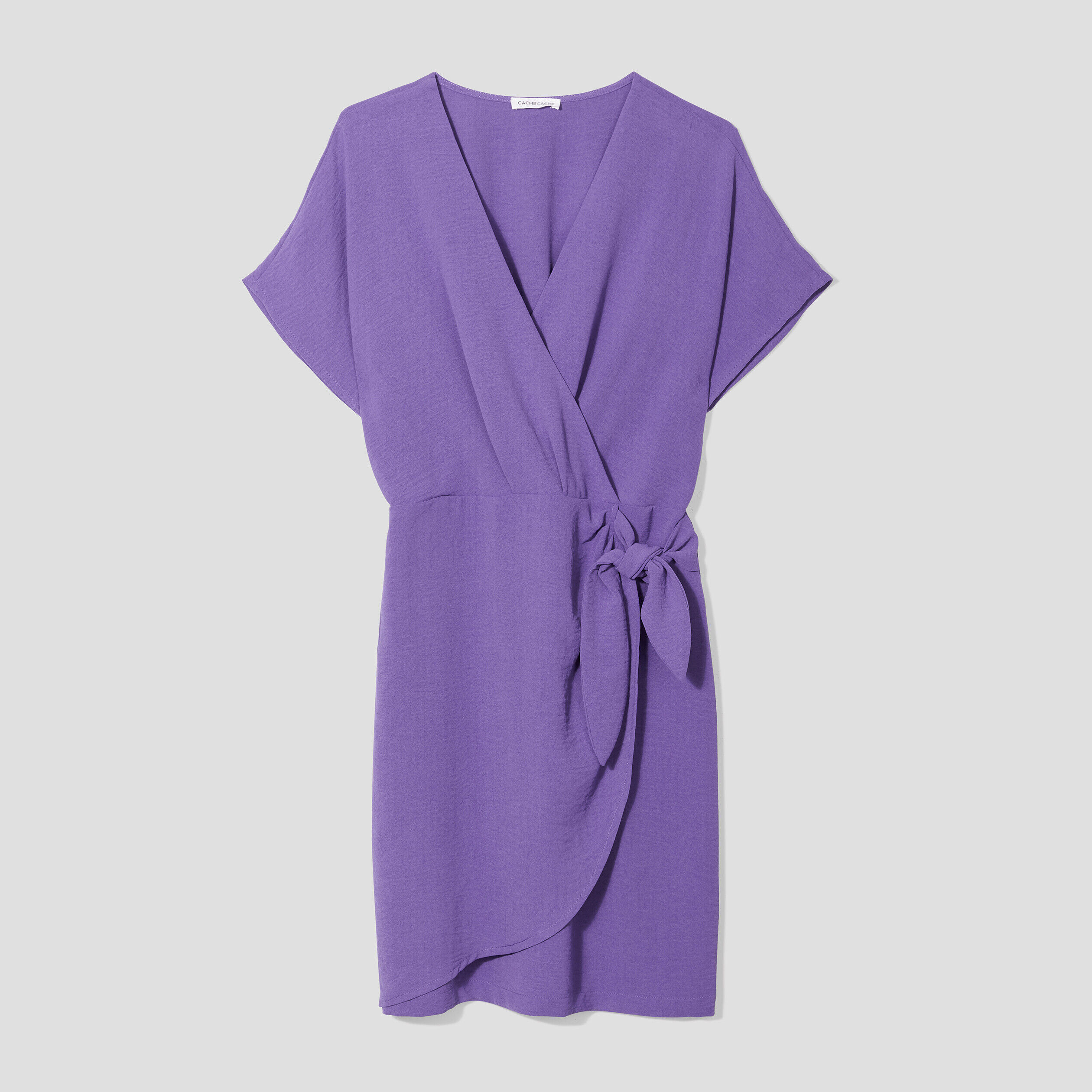 Robe portefeuille avec noeud violet foncé femme | Cache Cache