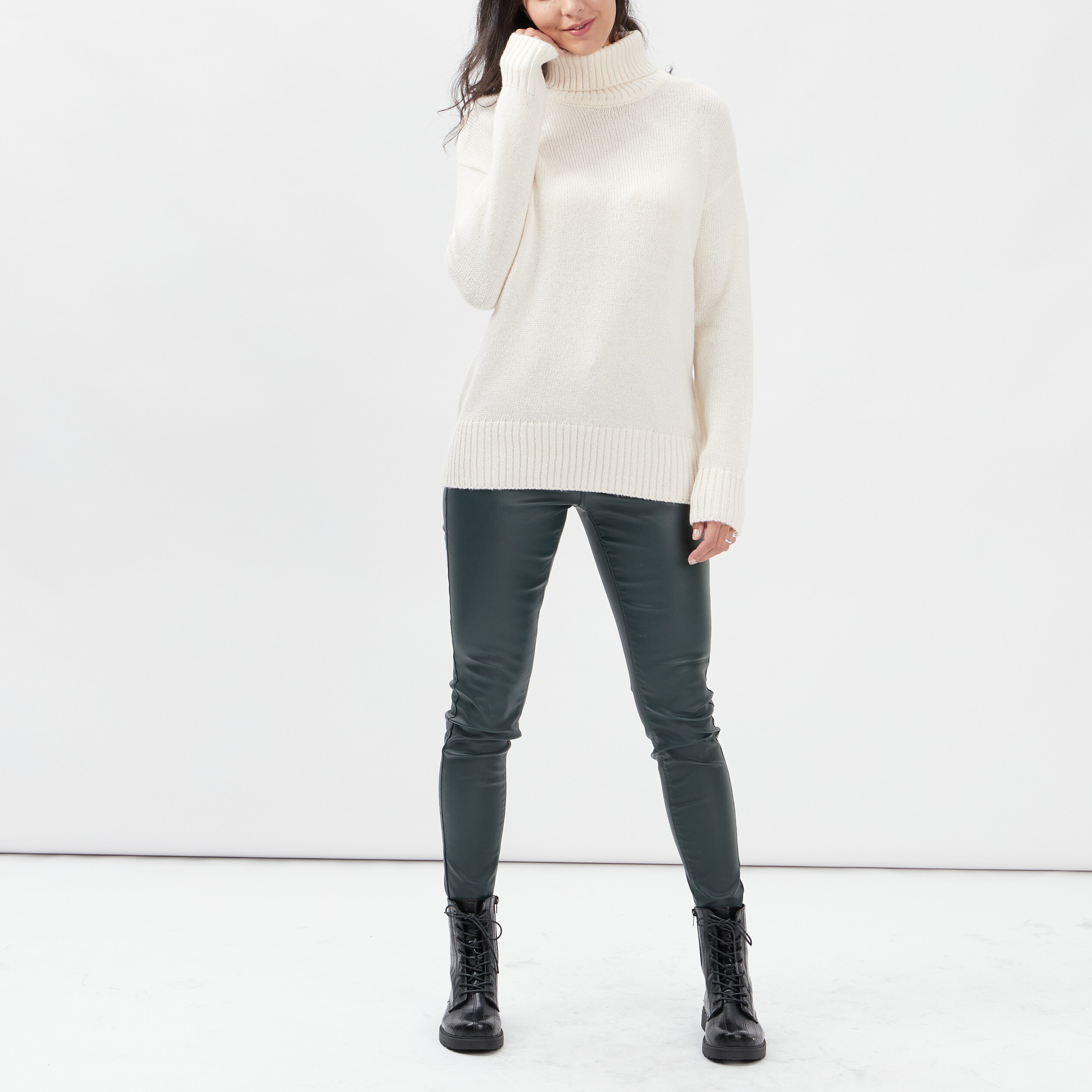 Pull col roulé ivoire femme | La Halle
