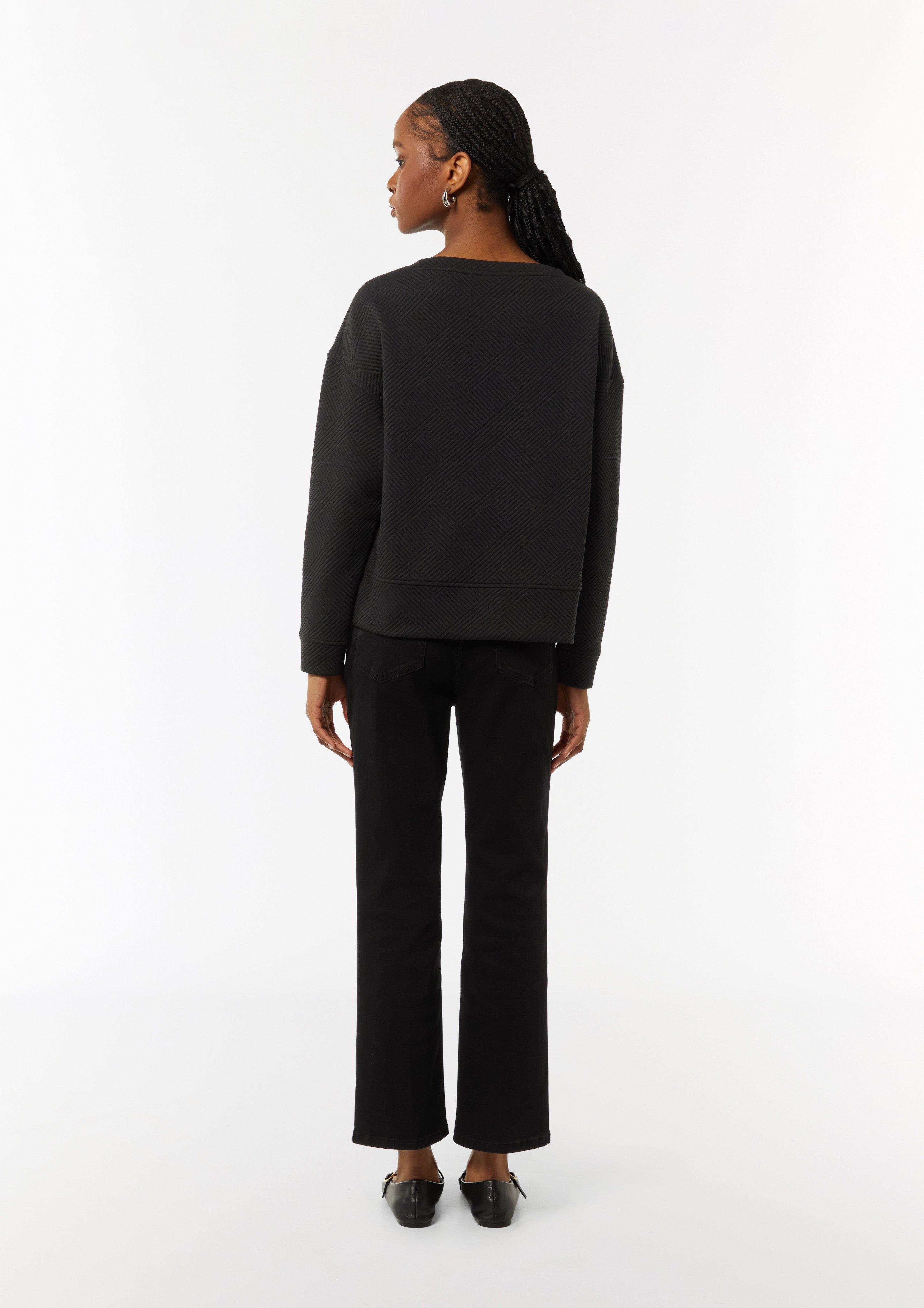 Feines Sweatshirt in Jacquard Jersey - schwarz