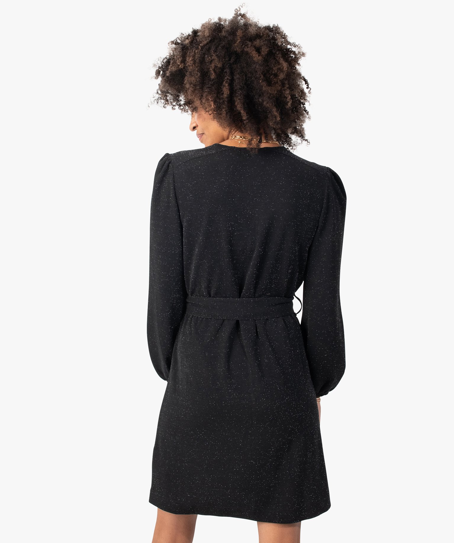 Robe femme à paillettes avec haut cache-cur noir | GEMO